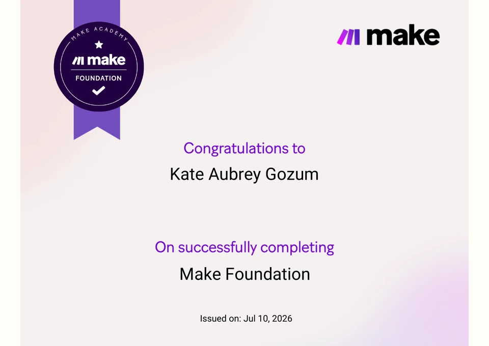 Certificate preview for Make Foundation issued by Make