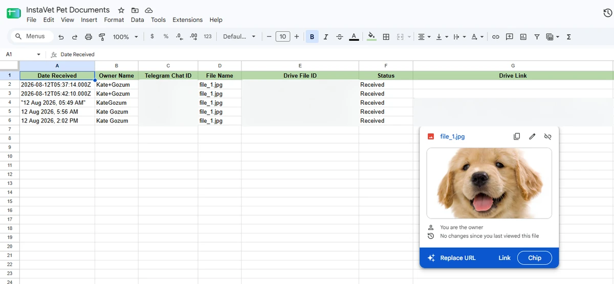 Telegram Document Intake & Record Logging evidence: Traceable Submission Record