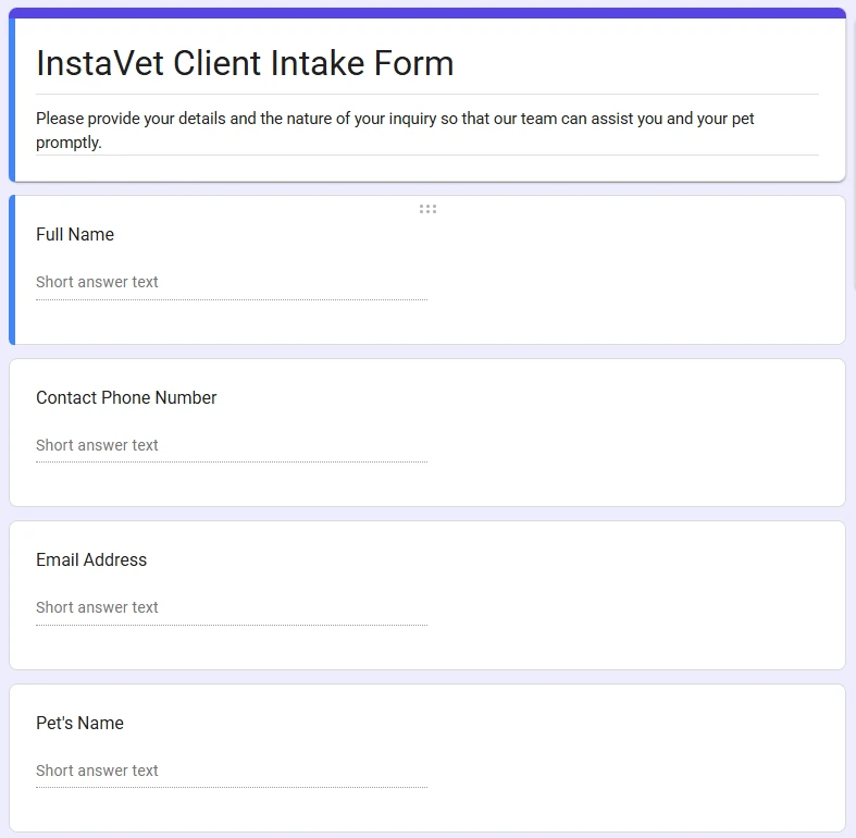 Veterinary Client Intake & Priority Routing evidence: Structured Intake
